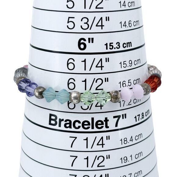 Estate Multi-Color Crystal Bead Toggle Bracelet 7" - Picture 4 of 6